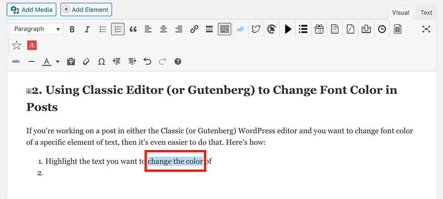 Change Font Color in WordPress Posts (Editor)