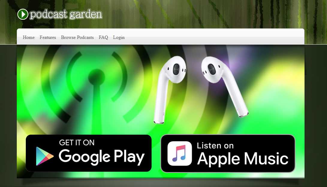 Podcast Garden Homepage Screenshot