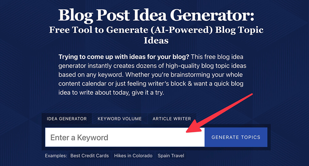Blog Post Idea Generator Free Tool to Generate (AI-Powered) SEO Blog Topic Ideas (Featured Image)