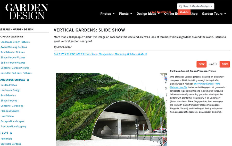 Example of a Slideshow Content Format (Garden Designs Blog)