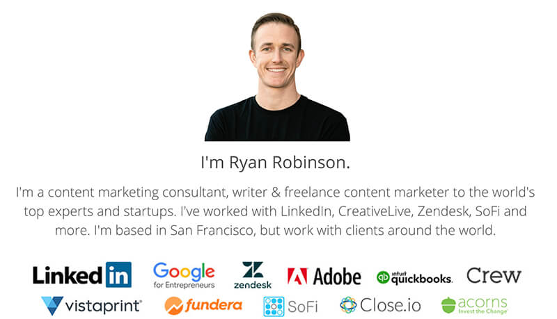 How to Make Money from Your Blog as a Freelancer (Ryan Robinson Screenshot of Freelance Sales Page)