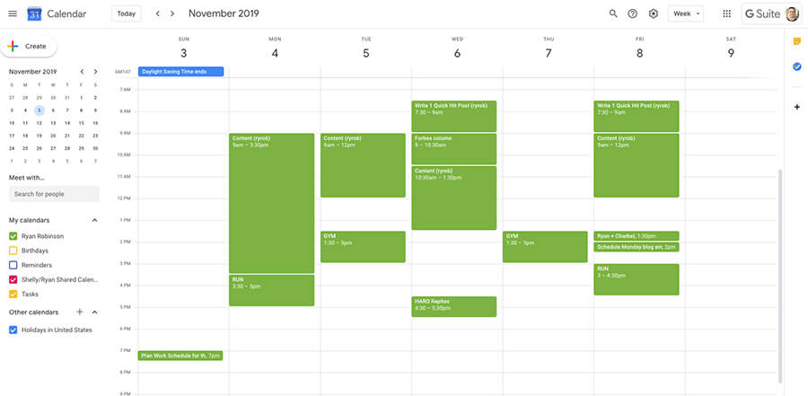 How to Start a Business on the Side and Manage Your Schedule Google Calendar Screenshot