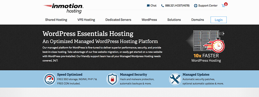 InMotion Web Hosting Company Homepage Screenshot