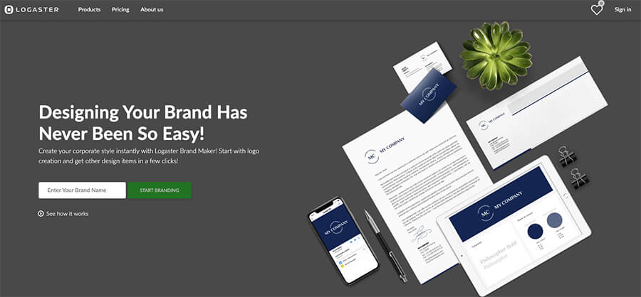 Logaster Blogging Tools to Create Logos Homepage Screenshot