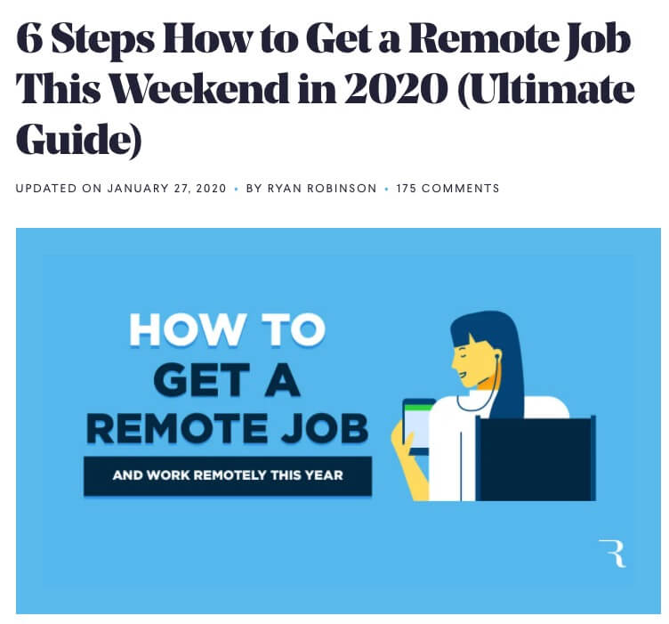Remote Jobs Post (Blog Headline Writing Example) Screenshot of When Urgency Words
