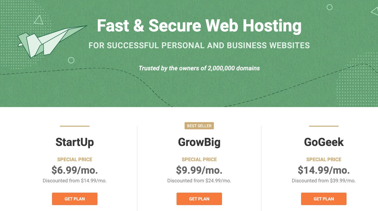 Siteground Shared Hosting Plans Pricing Table (Comparison Screenshot)