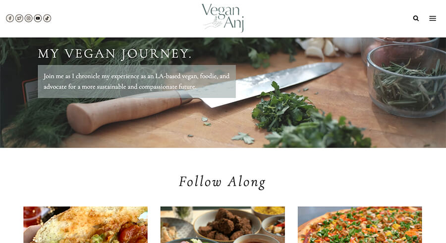 Vegan Anj Blog Name Ideas (Example) Screenshot of Blog