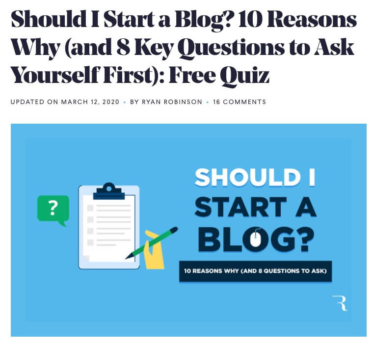 Why Start a Blog (Headline Example for Answering the Why Question)