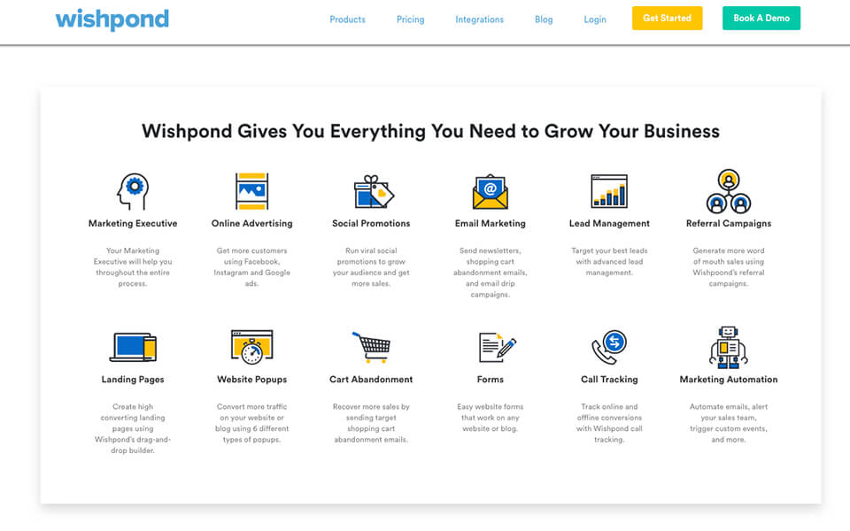 Wishpond Features and Homepage Screenshot for Blogging Tools List