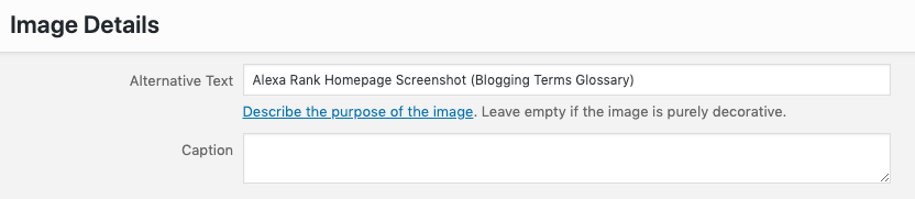 Alt Text Blogging Term Screenshot