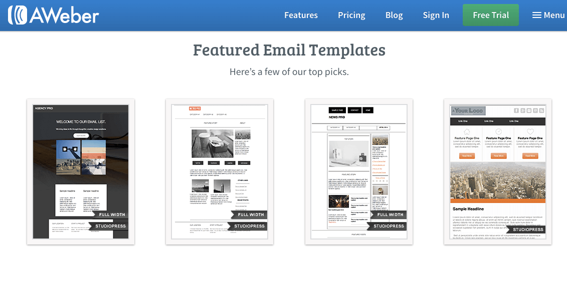 AWeber Features Email Templates for Bloggers