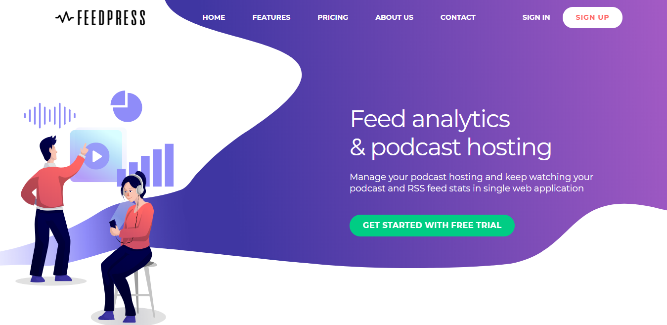 FeedPress Podcast Hosting Platform (Homepage Screenshot)