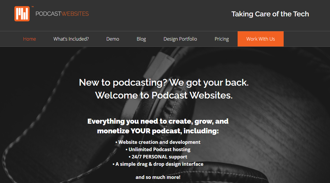 Podcast Websites (Homepage Screenshot)