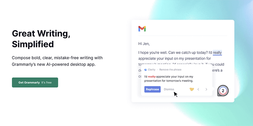 Grammarly Tool for Bloggers (Homepage Screenshot)