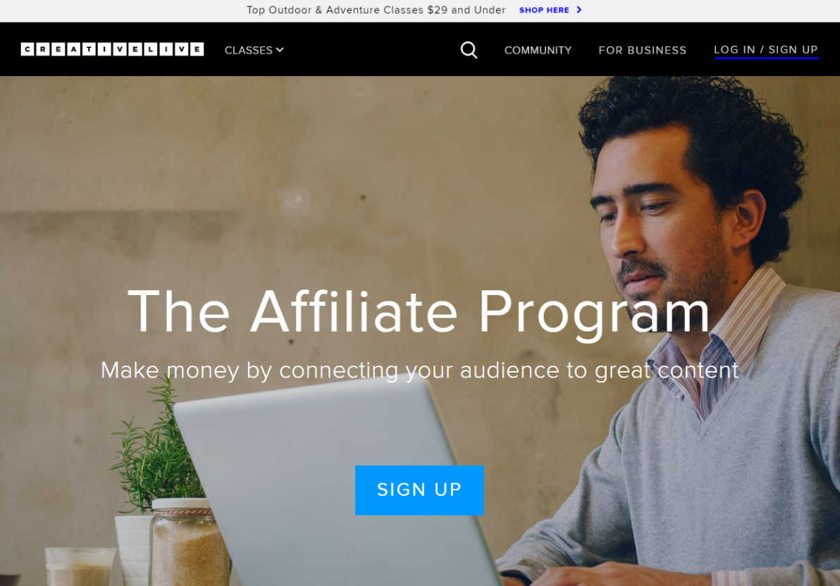CreativeLive's Affiliate Program in Online Education (Screenshot)