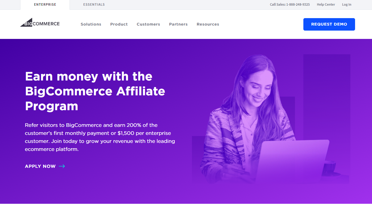 BigCommerce Affiliate Program Landing Page (Screenshot)