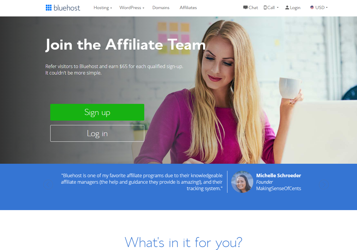 Bluehost Join the Affiliate Program (Website Screenshot)