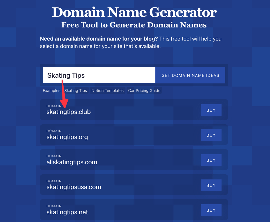 Keyword-Focused  Domain Name (SkatingTips Example)
