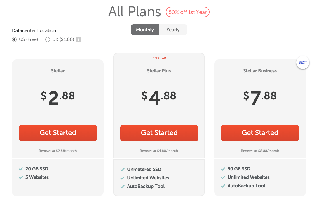 Namecheap Monthly Web Hosting Payment Plans Pricing Screenshot