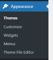 The WordPress apperance menu
