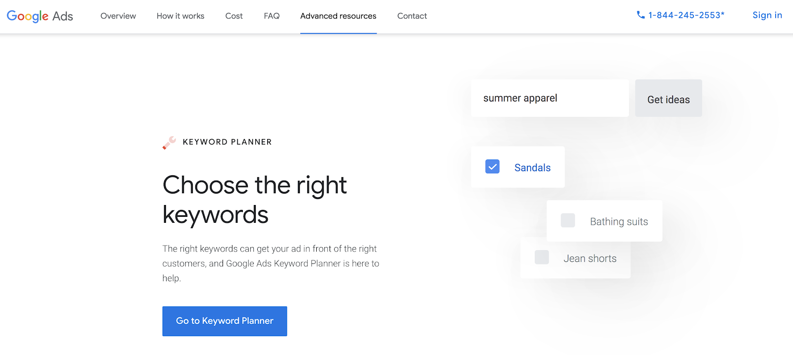 Google Keyword Planner Tool Screenshot