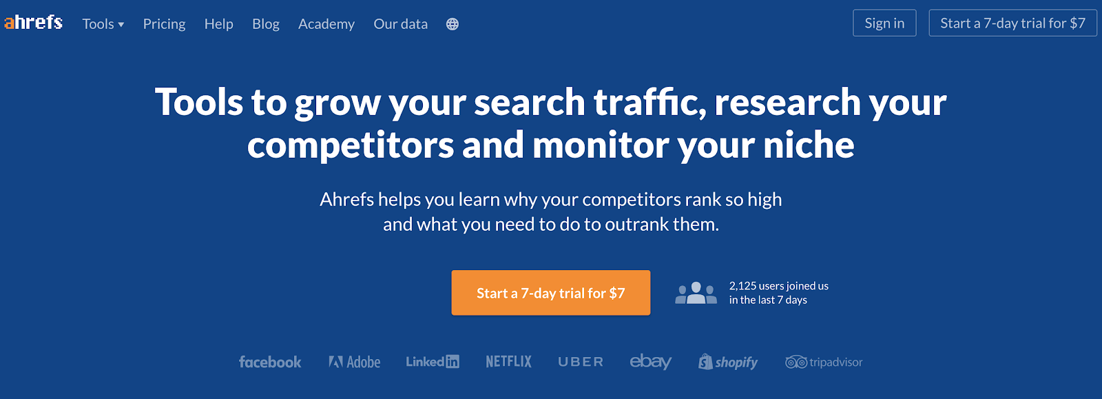 Ahrefs Keyword Research Tool for Bloggers Homepage Screenshot
