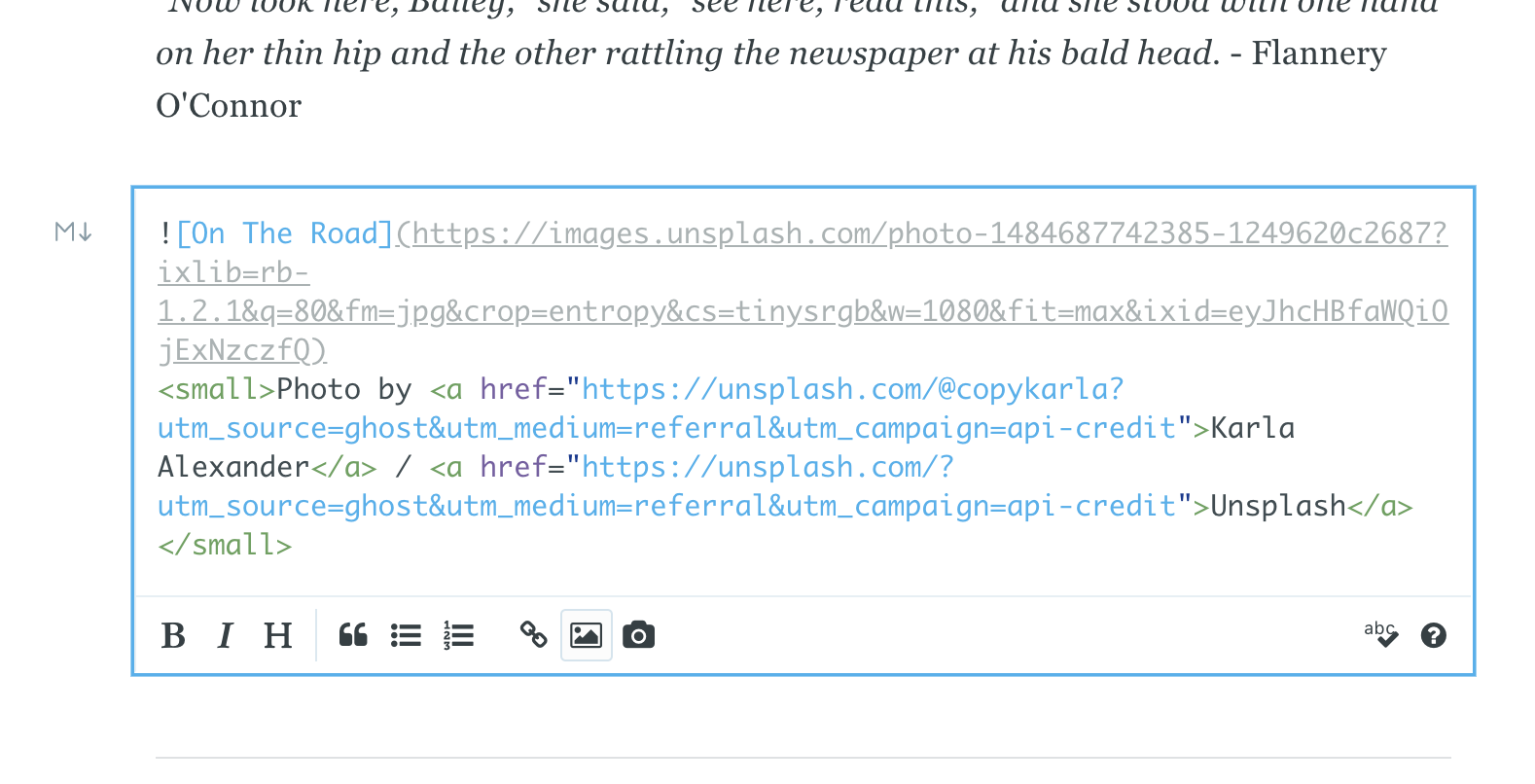 Screenshot of Ghost Content Editor as a Blogging Platform