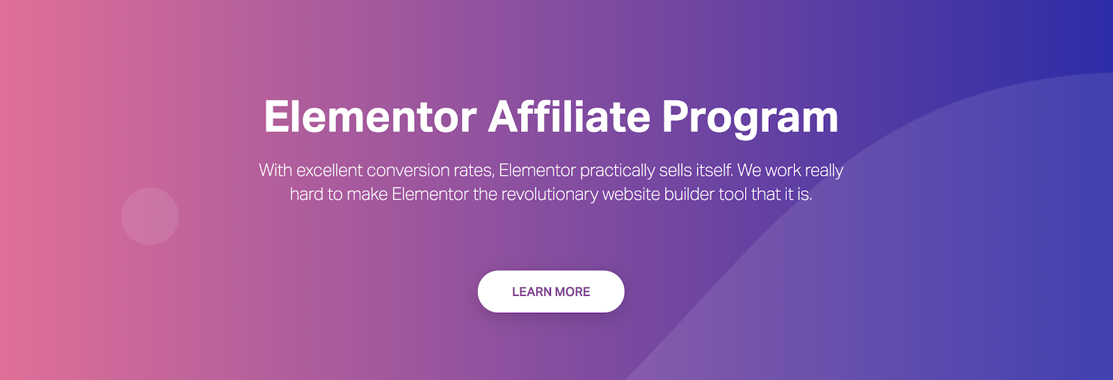 Elementor WordPress Theme Affiliate Program Page Screenshot