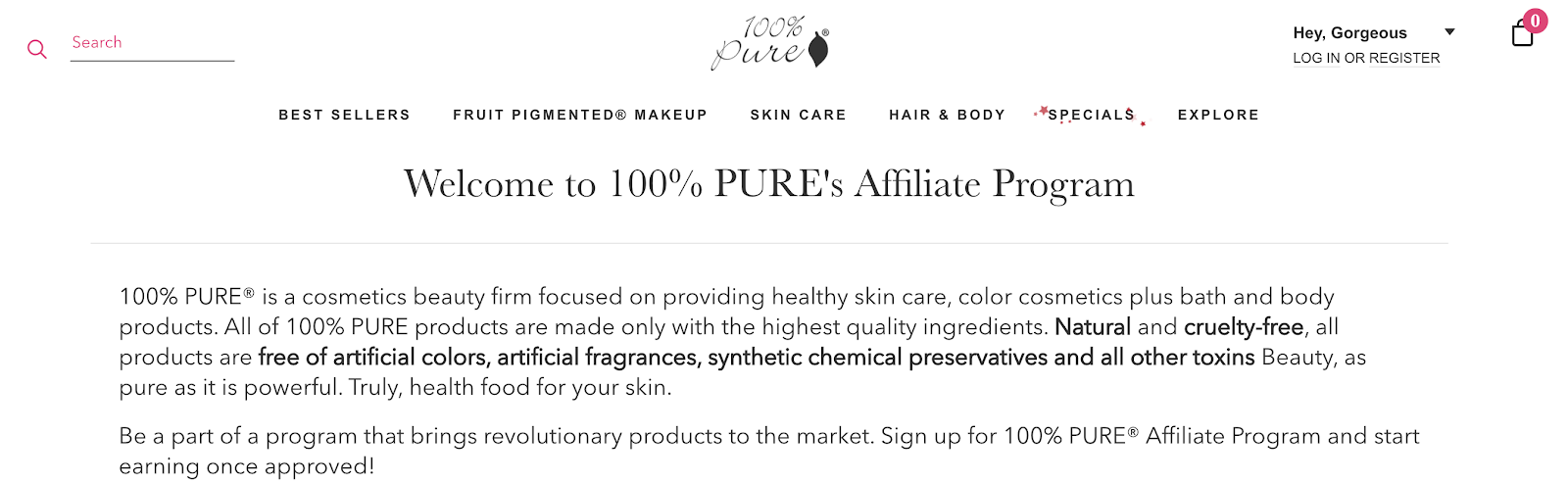 100% Pure Beauty and Makeup Affiliate Program for Bloggers