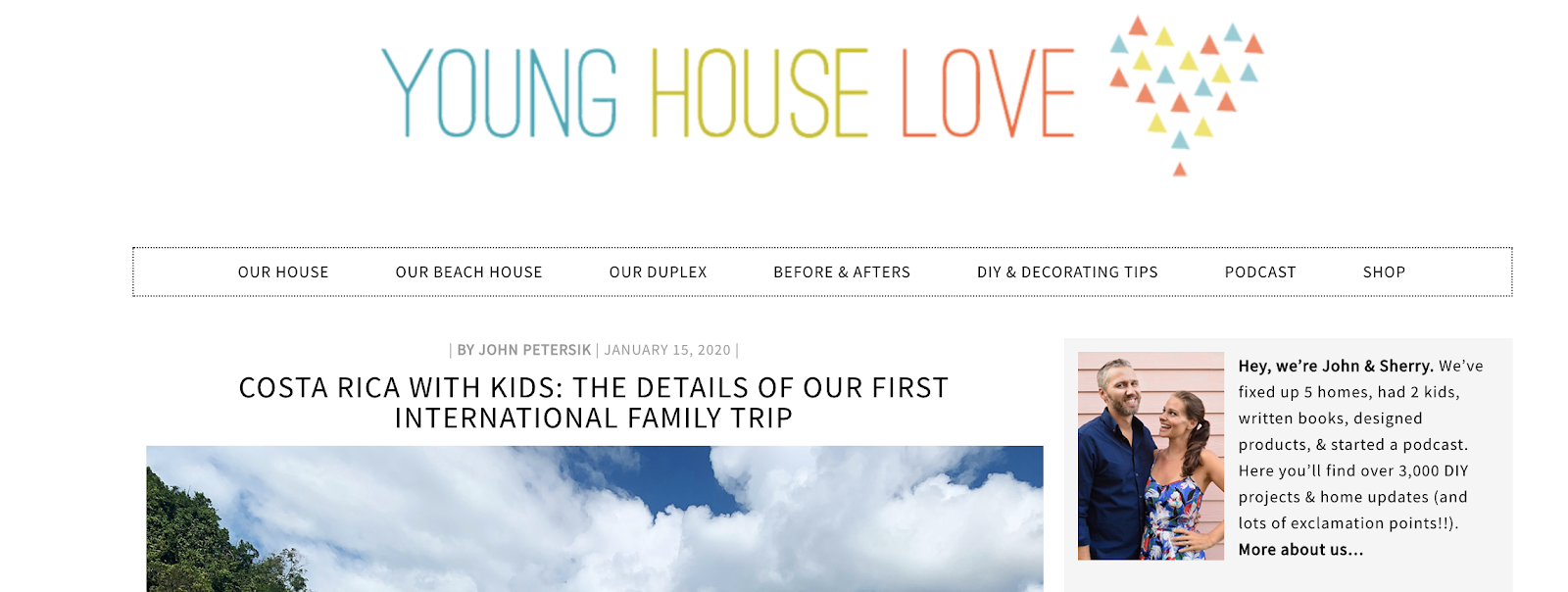 Young House Love Homepage and Blog Niche Example