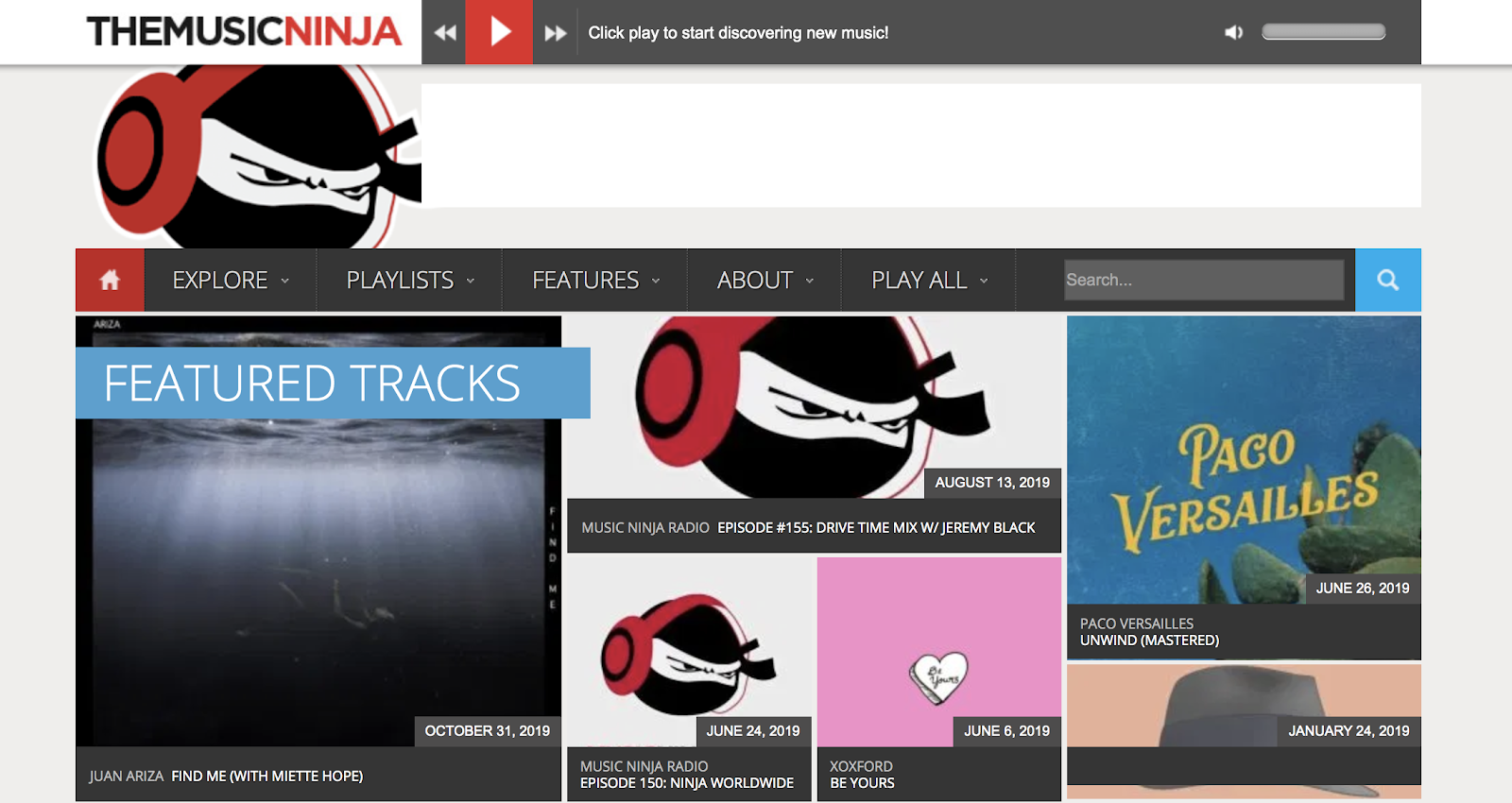 The Music Ninja Blog (Homepage Screenshot)
