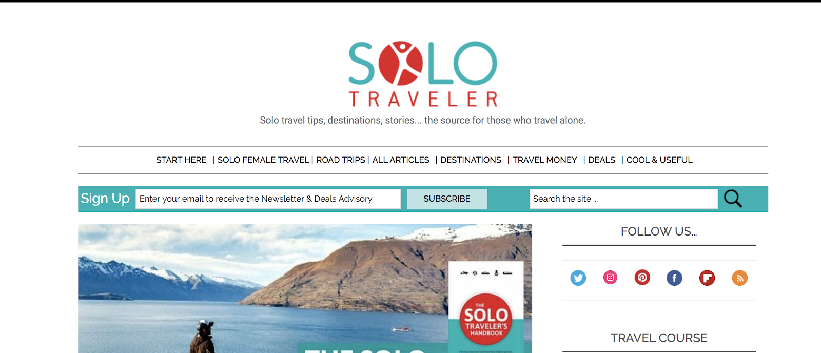 Solo Traveler Blog Example (Screenshot)
