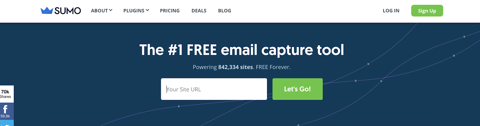 Sumo Plugin for WordPress Blog Marketing and Promotion (Screenshot of Homepage)