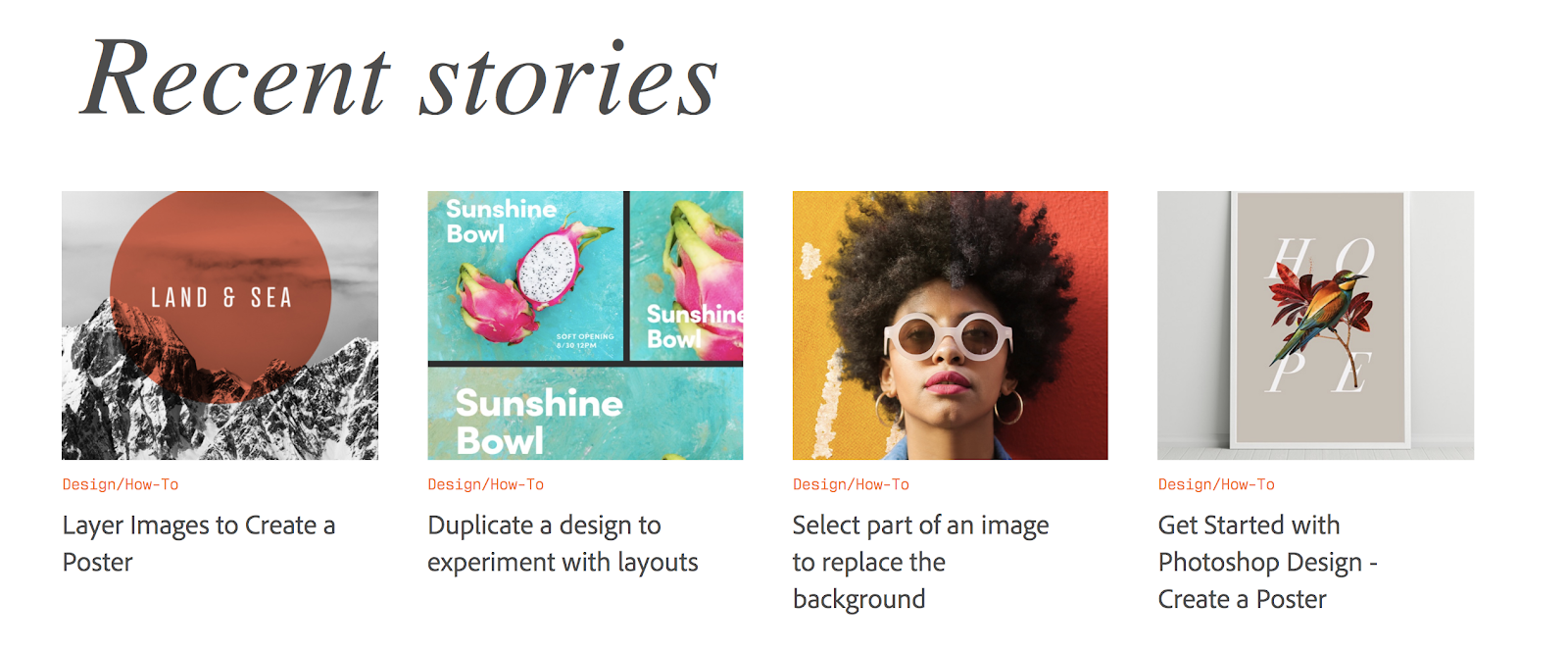 Adobe Create Recent Stories (and Featured Images) Screenshot