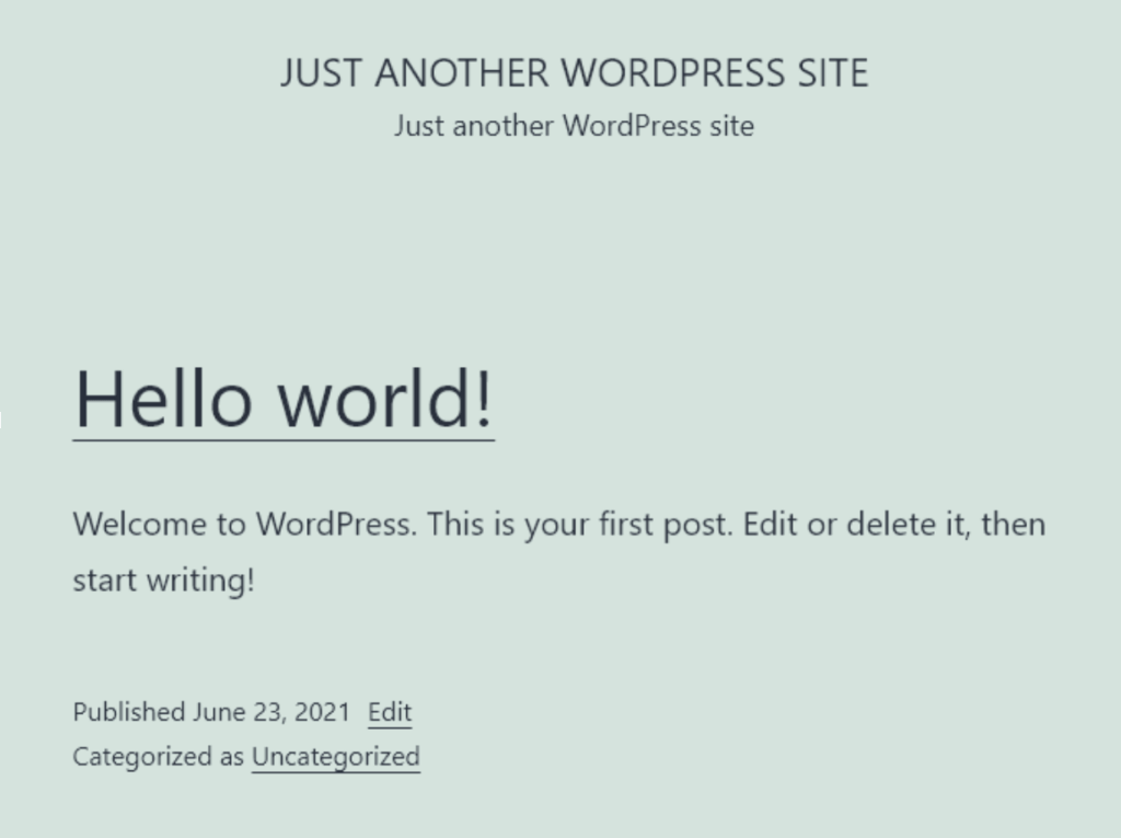 Just Another Wordpress Site (Screenshot) in Blogging for Dummies Guide