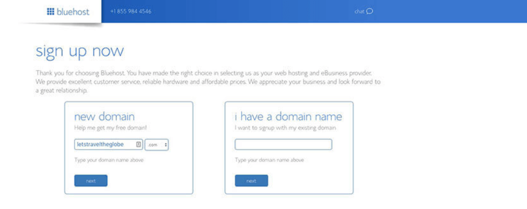 Type in Your Desired Domain Name on Bluehost