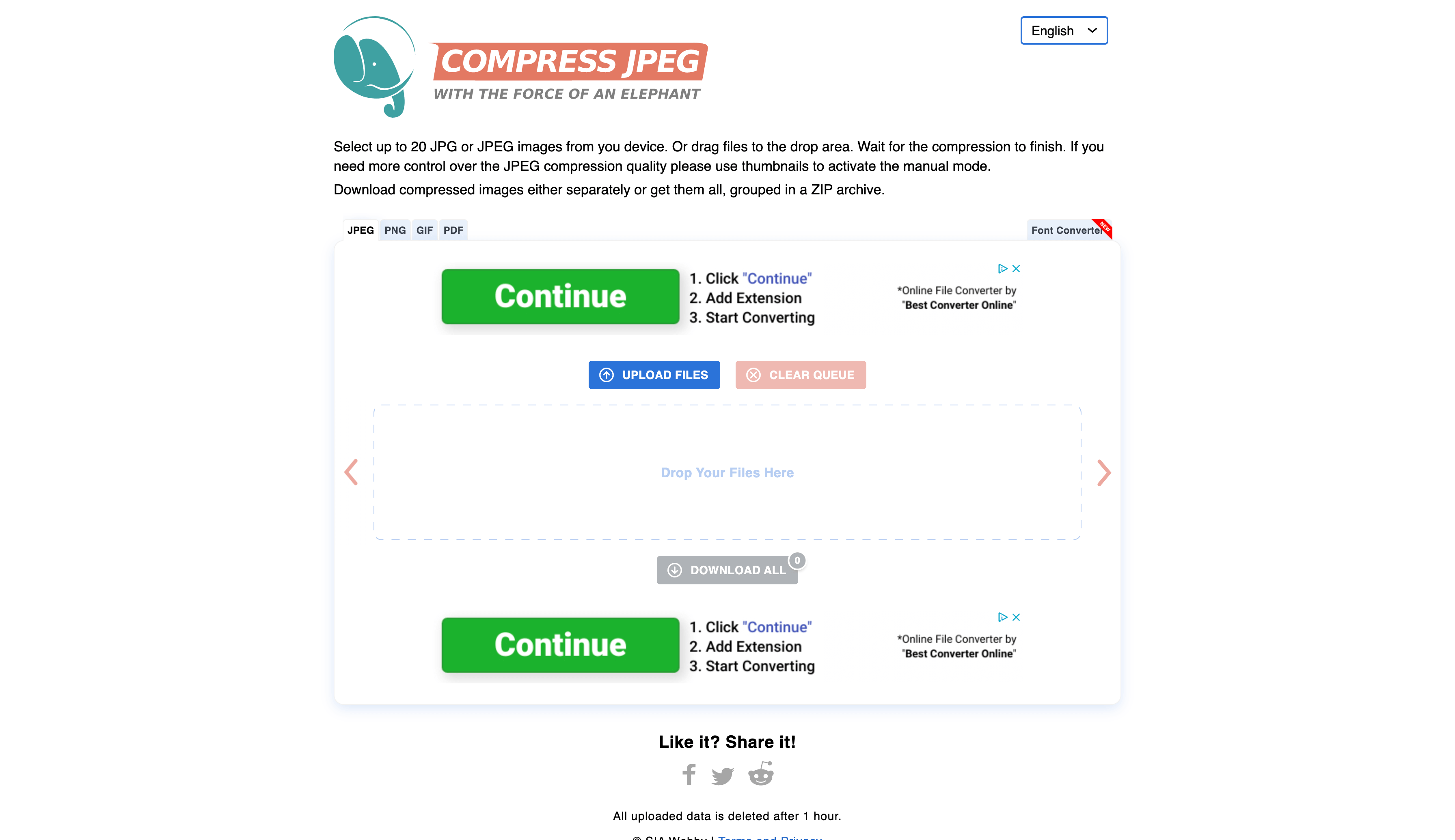 Compressjpg Homepage Screenshot (Compressing Your Blog Images)