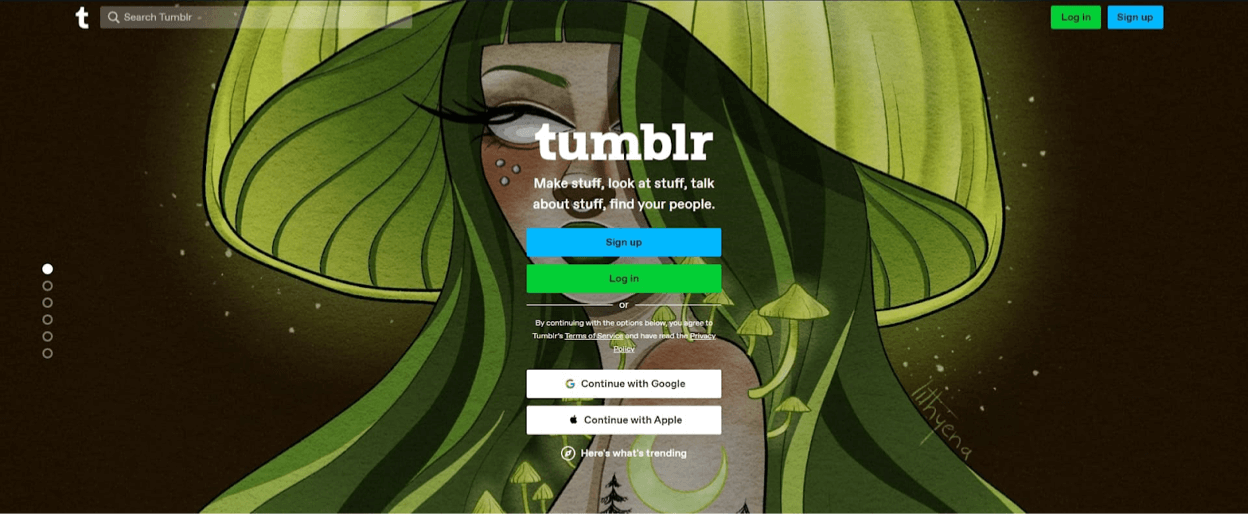 Tumblr Homepage (for Free Blogging Software to Choose)