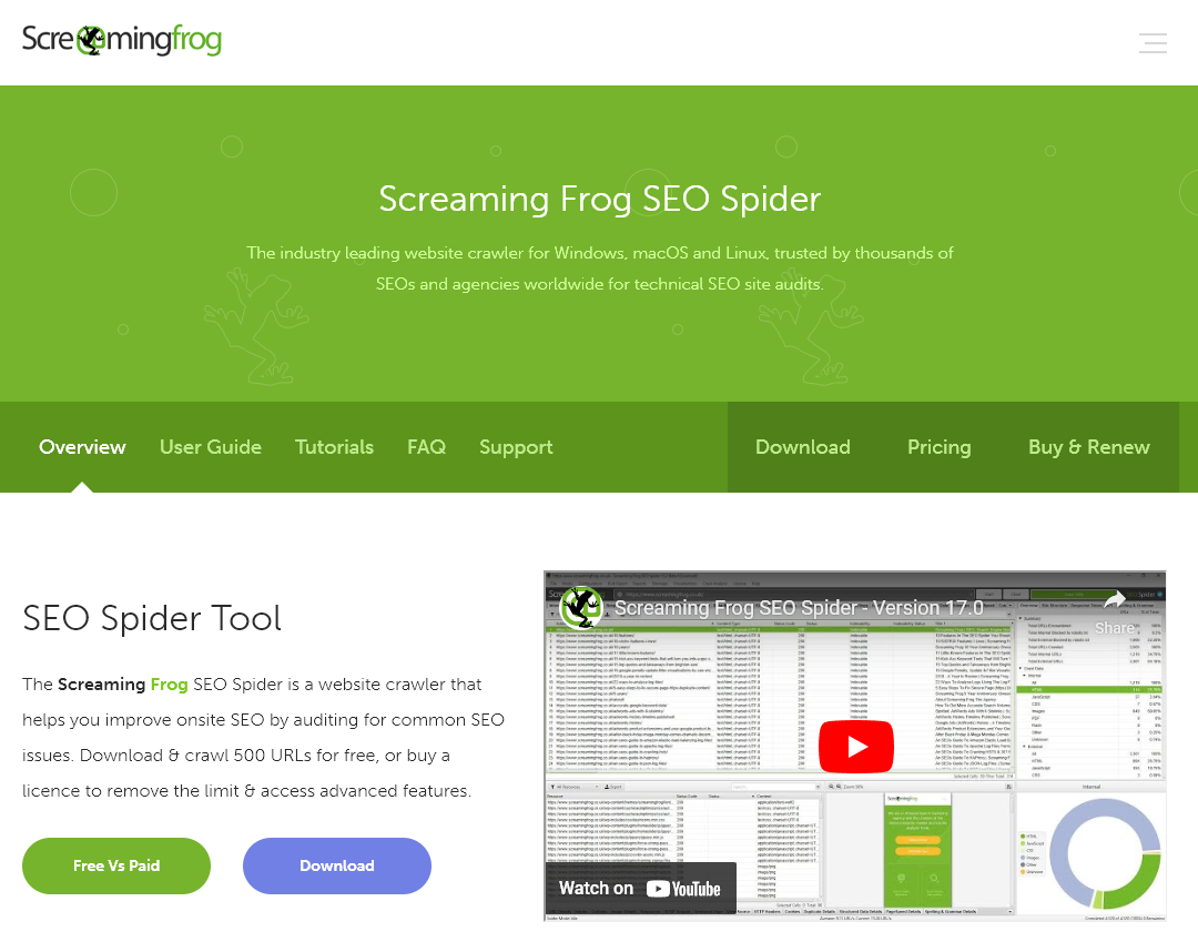 Screaming Frog SEO Spider (Screenshot) Free Crawler Tool