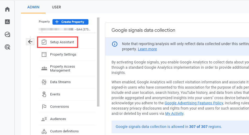 Google Analytics 4 With the User Returning to the Main Setup Assistant Screen to Continue Setting Up GA4