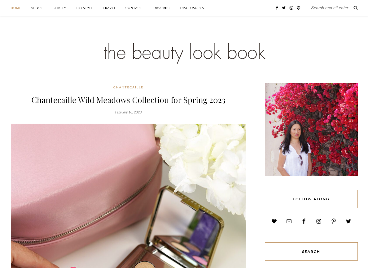 Screenshot of the beauty look book's website