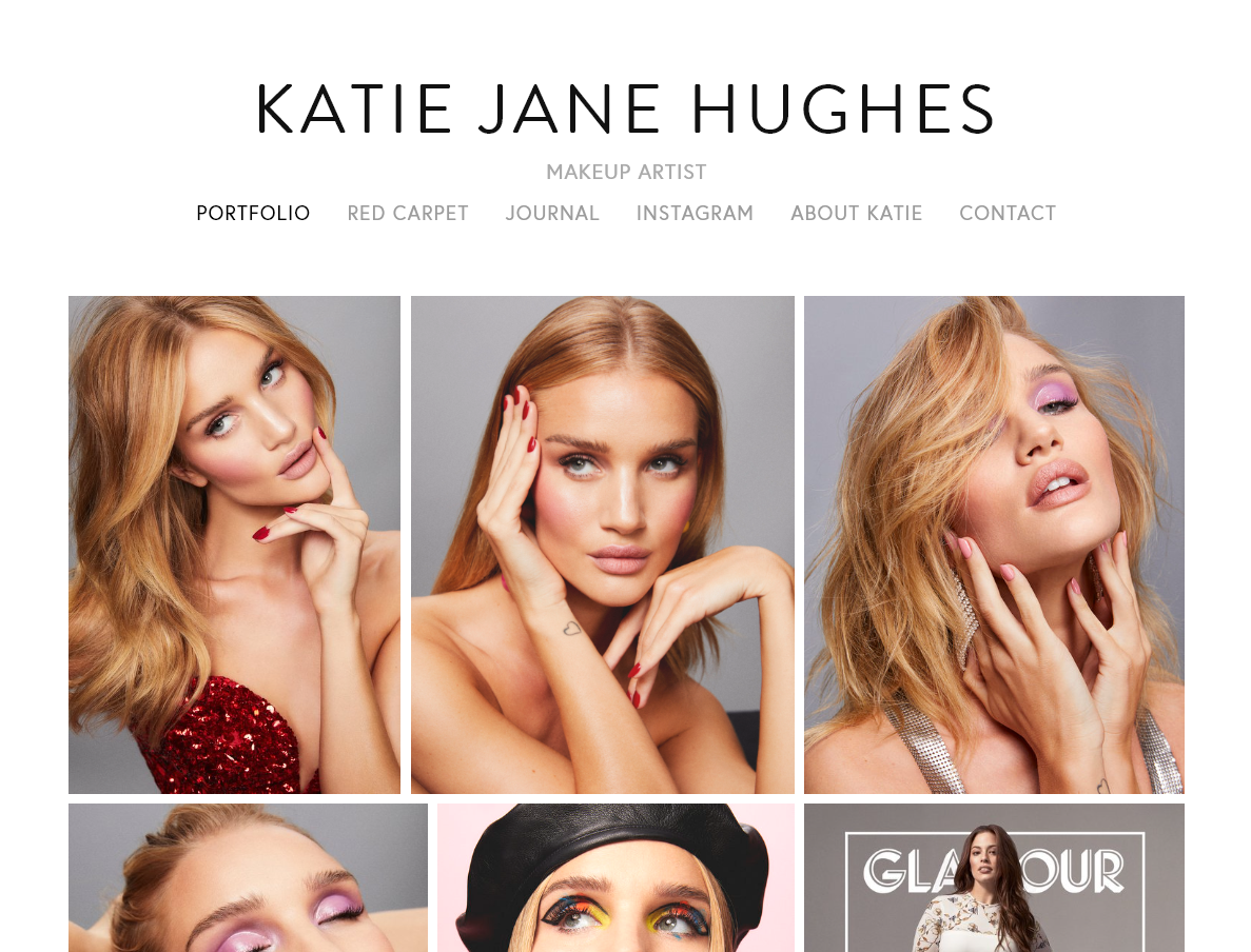 Screenshot of beauty blogger and makeup artist Katie Jane Hughes' website
