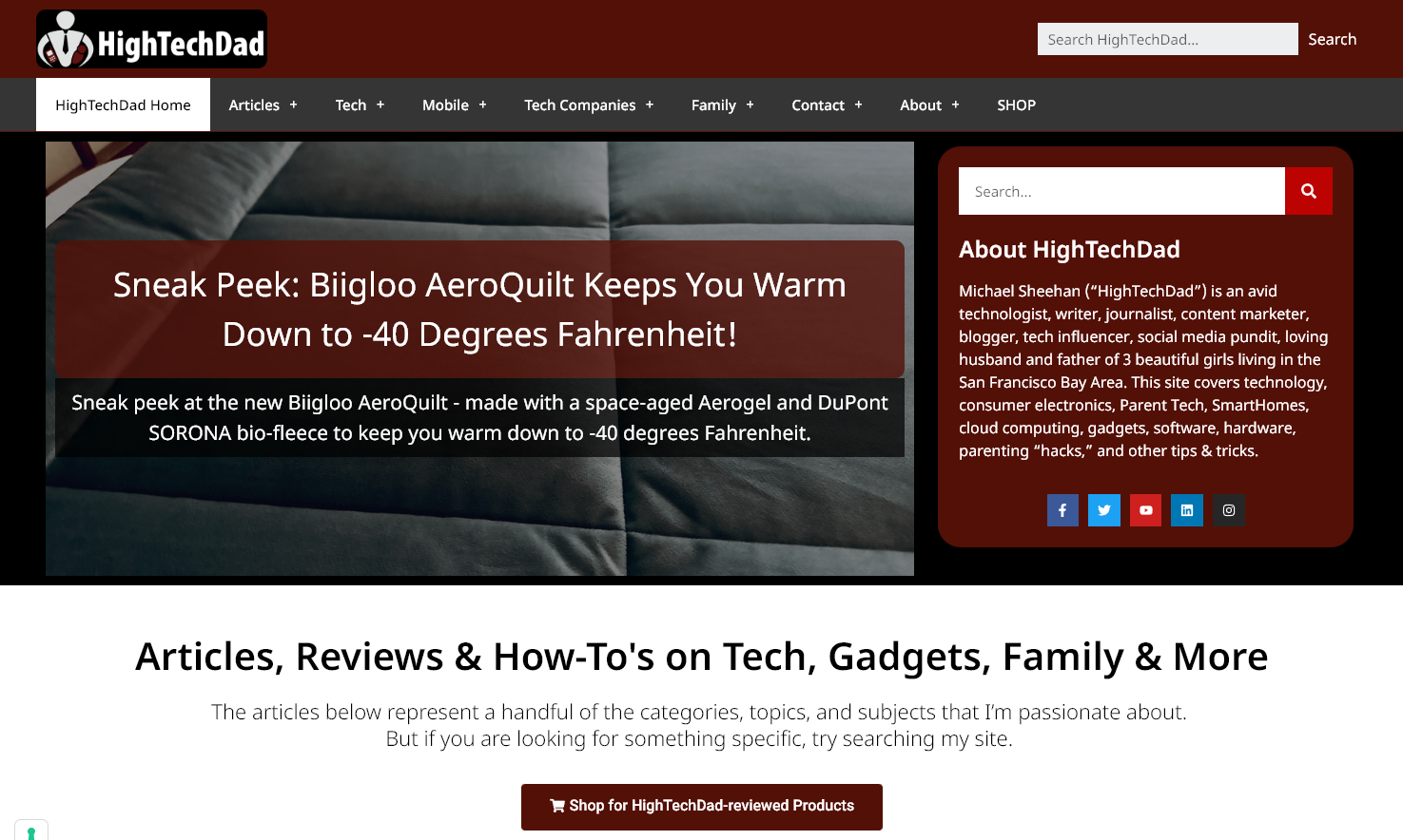 HighTechDad Blog Example (Homepage) and Influencer to Learn From