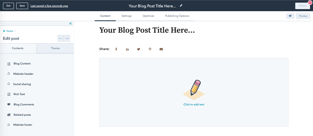 Where to Write a Blog Post in HubSpot Free CMS