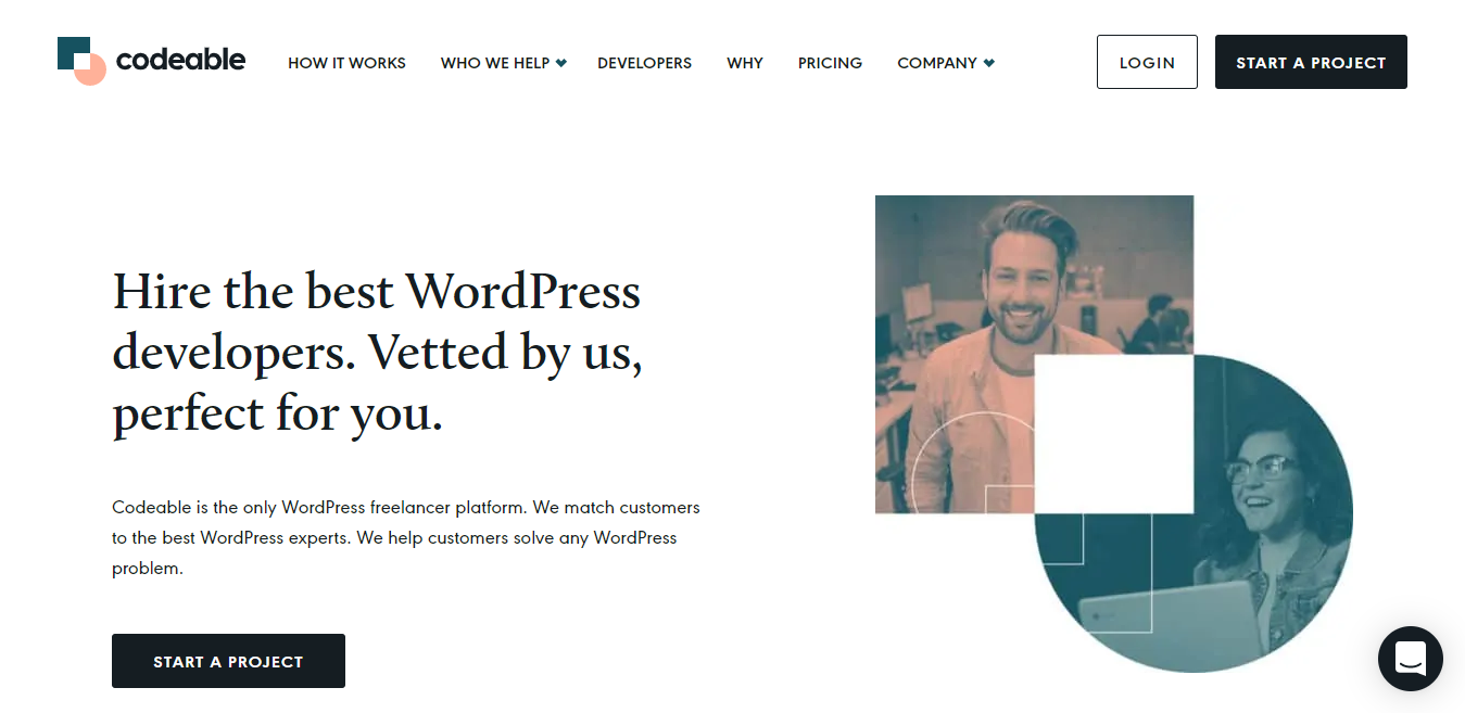 WordPress Developer Jobs Sites (Codeable Homepage Screenshot) Example