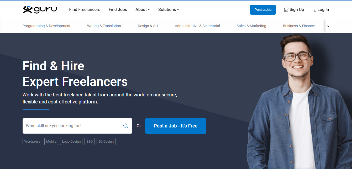 Guru Homepage Screenshot (for Expert Freelance WordPress Developer Jobs)