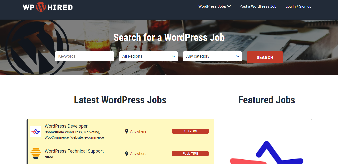 WPhired Screenshot of Developer Jobs in WordPress (Examples)